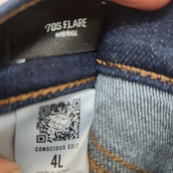 Express 70s Flare Denim Jeans Sz 4L Dark Blue - Picture 7 of 7